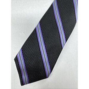 Daniel Cremieux Signature Collection Silk & Cotton Neck Tie Purple Stripes